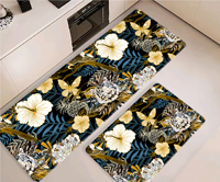Tapis de cuisine Papillon en mousse PVC, motif floral coloré en queue d'hirondelle, inspiré de la nature, antidérapant, imperméable, facile à nettoyer