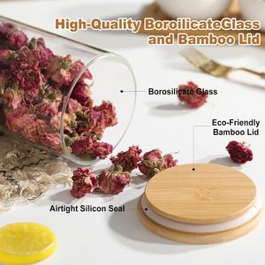 Ensemble de pots de conservation en verre borosilicate de haute qualité de 8 oz avec couvercle hermétique en bambou - Product Image 3