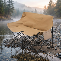 Chaise pliante double lune en acier au carbone pour l'extérieur, style glamping, portable avec dossier, pour camping, pique-nique et plage