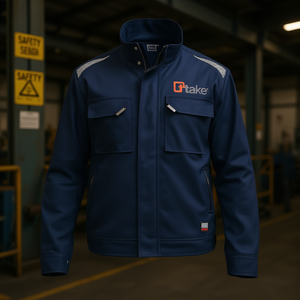 Veste de travail Ttake, coupe classique, taille M, bleu foncé, design avec poches utilitaires - Product Image 3