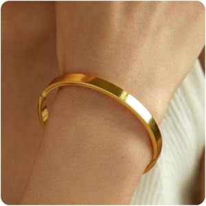 Bracelets jonc en acier inoxydable plaqué <span class=keywords><strong>or</strong></span> 18 carats avec zircone cubique, bracelets jonc ovales en cristal éternel dorés pour femmes - Product Image 6