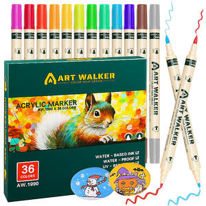 二重先端アートマーカー描画アクリルペイントマーカーペンセット12/24/26/36色ロックセラミックガラス木質絵画 - Product Image 2