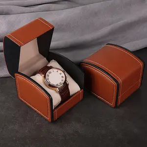 Olai Stock Luxury Low Price Brown PU Leather Single Watch Bangle Gift Storage Box