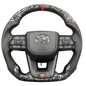 Кожаное Рулевое колесо для Toyota <span class=keywords><strong>CROSS</strong></span> PRADO Land Cruiser из углеродного волокна деревянное Автомобильное рулевое колесо - Product Image 4