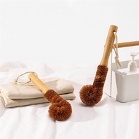 Brosse à bouteille écologique en fibre de coco avec long manche en bambou, brosse de nettoyage pour tasses, poils naturels en fibres végétales, outil de lavage de cuisine
