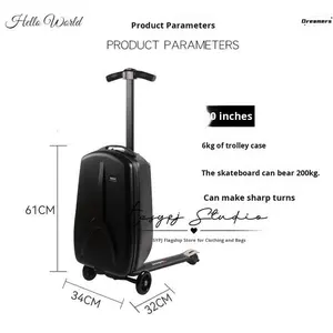 กระเป๋าเดินทางแบบขี่ได้สำหรับผู้ใหญ่ พับเก็บได้ พร้อมด้ามจับแบบยืดหด ล้อขนาด 20 นิ้ว วัสดุทำจากนีโอพรีน สำหรับการเดินทาง - Product Image 4