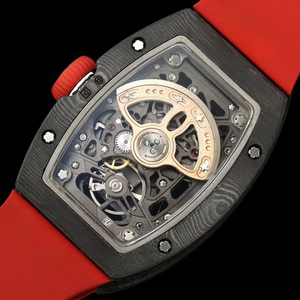 High-end women's mechanical watch carbon fiber tonneau-shaped automatic mechanical watch with suspended white jewels. - Product Image 5