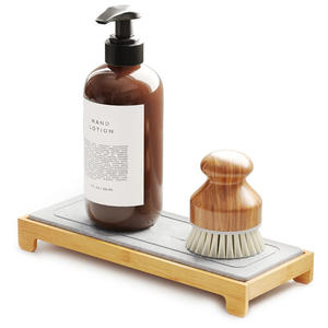 Plateau de rangement pour cosmétiques en bois, plateau de séchage instantané en bambou, organisateur de lavabo, plateau de séchage en pierre pour lavabo - Product Image 1