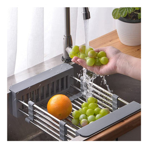 Hot Wholesale Kitchen Organizer Rustproof Stainless Steel Over Sink Telescopic Dish Drying Rack For Kitchen