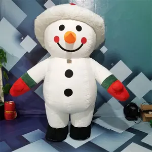 Costumi di snowmans di natale del costume della mascotte del fumetto del pupazzo di neve gonfiabile della peluche indossabile a buon mercato su ordinazione di natale su ordinazione