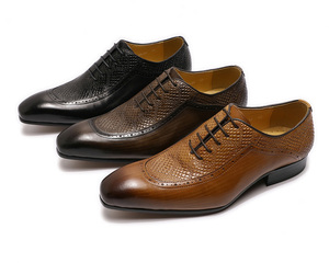 Chaussures habillées en cuir véritable Oxford à lacets pour hommes, idéales pour le bureau, les mariages et les soirées, chaussures de mode pour hommes - Product Image 6