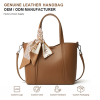 Sac fourre-tout en cuir véritable avec détail foulard moderne, design structuré pour femme, sac à bandoulière pour le bureau et les trajets quotidiens, personnalisable en marque privée
