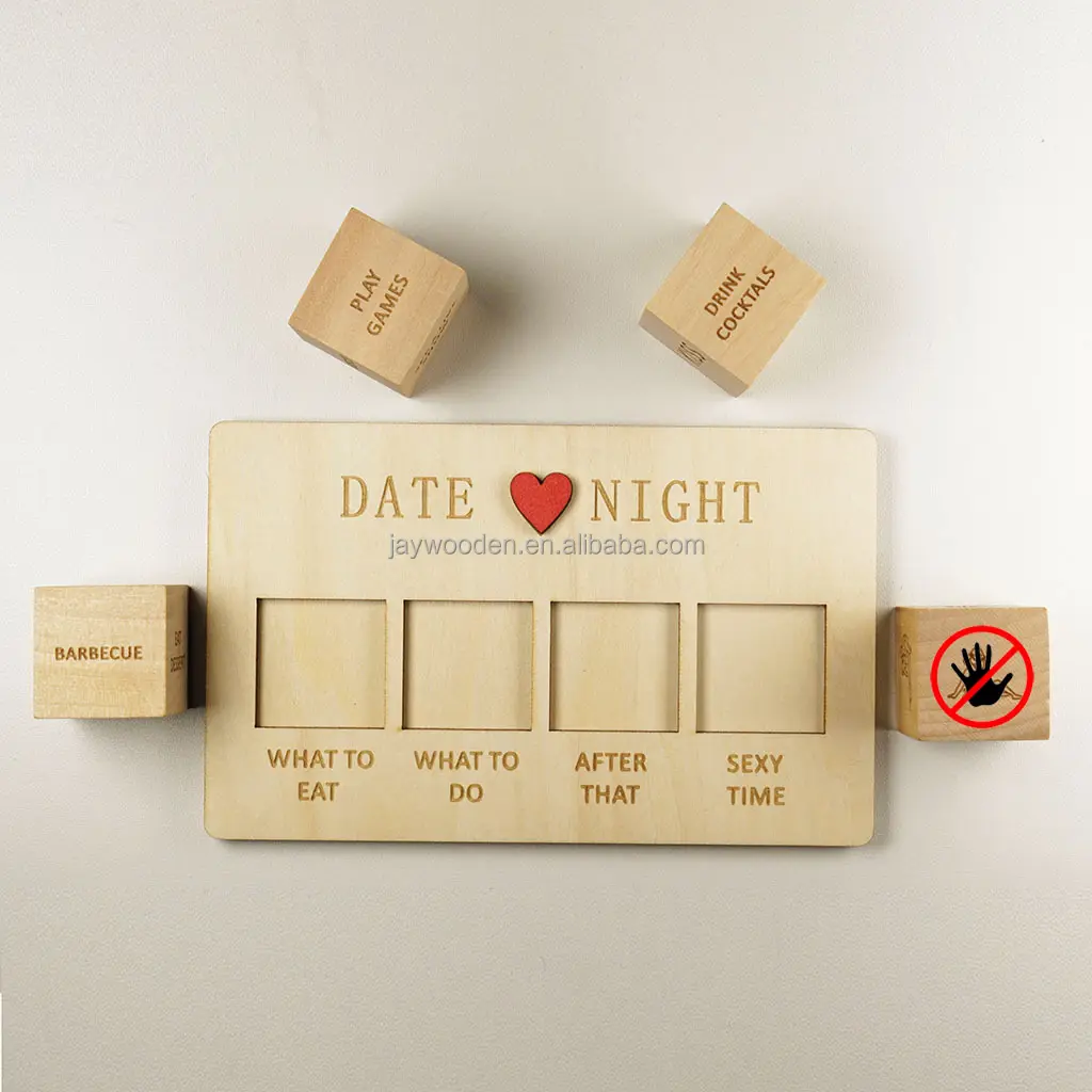 LM Wood Crafts Love Decision Dice para parejas Sexy Party Game Cajas de madera y carteles de pared
