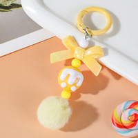 Nouveau porte-clés coloré en plastique avec pompon et perles de puzzle, fait main, breloque de téléphone, nœud papillon DIY, boîte surprise, pendentif mignon