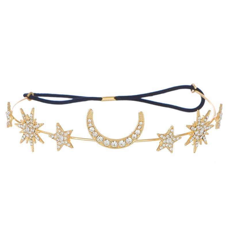 Six-pointed star Moon headband gold