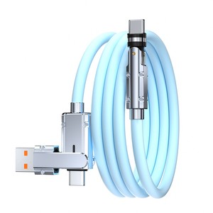 <span class=keywords><strong>2</strong></span> in 1 Silicone 100W cavo caricatore rapido resistente 540 ° rotazione USB C C a C cavo di ricarica & sincronizzazione dati con USB-A e USB C - Product Image 4