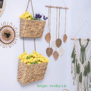 Woven 2-Tiered Eco-Friendly Multifunction Clothing Storage Organizer Rectangle <b>Hanging</b> Wall <b>Basket</b> From <b>Rattan</b> Home Decor - Product Image 5