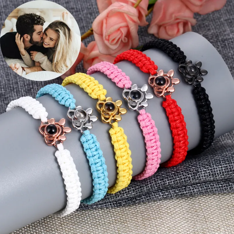 Hoge Kwaliteit Custom Design Vrouwen Touw Armband Mode Sieraden Projectie Foto Armband Voor Moederdag Cadeau