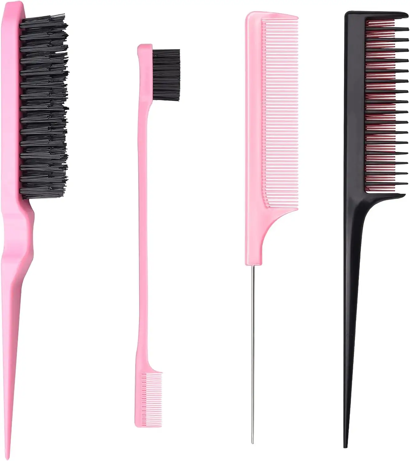 Hair Styling Comb Kit, Teasing Comb Brush Set Includes Fluffy Hair Brush, Double Sided Edge Control Brush