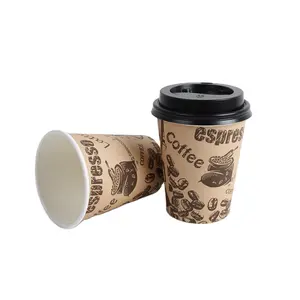 Tasses en papier jetable avec Logo imprimé personnalisé, gobelets à café en verre, pour boisson chaude, 8oz 12oz 14oz 16oz 22oz, 100 pièces