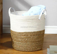 Panier de rangement tissé en corde de coton ronde de Style nordique et en jacinthe d'eau