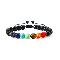 8mm Lava Rock 7 Chakras Aromathérapie Huile Essentielle Diffuseur Bracelets Corde Tressée Pierres Précieuses Naturelles Yoga Perles Bracelet
