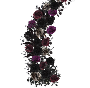 Arco Floreale Artificiale Nero del Produttore, Composizione Floreale a Corno, Sfondo per Matrimoni ed Eventi, Portale Lunare - Product Image 3