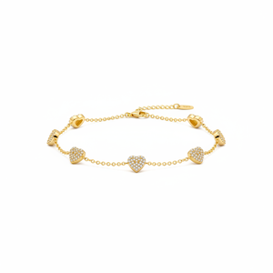 หรูหราหลายหัวใจสร้อยข้อมือเพทายหินแฮนด์เมดขายส่ง925เครื่องประดับเงินสเตอร์ลิงสำหรับผู้หญิง - Product Image 2
