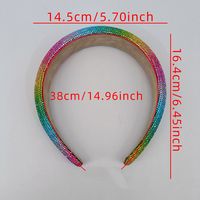 Serre-têtes en tissu éponge avec strass arc-en-ciel de 3,2 cm de large pour femmes, pour la Journée de la fierté, cerceau à cheveux rembourré, accessoires de coiffure quotidiens et de fête