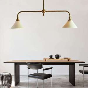 Lampe suspendue industrielle en laiton avec abat-jour en céramique, éclairage décoratif pour la maison, la chambre à coucher, la salle à manger, <span class=keywords><strong>Piaf</strong></span>, grande lampe linéaire suspendue - Product Image 1