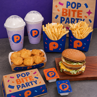 Emballage alimentaire durable personnalisé avec logo pour hamburgers, poulet frit, frites, boîte en papier à emporter, conteneur jetable, vente en gros, fournitures de restauration