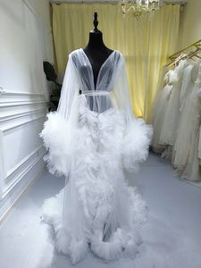 S0292N 2025 Abito da Sera Premaman con Scollo a V in Tulle, Scialle Lungo in Chiffon con Decorazioni in Pizzo - Product Image 2