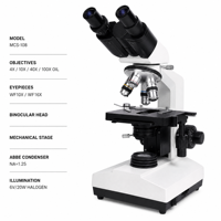 40X 1600X Binocular Biological Microscope with Articulated Head and 100X Oil for Medical School and Laboratory Research