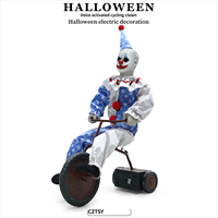 Decoración de Halloween con Temática de Circo y Casa Embrujada, Sensor de Movimiento, Payaso Aterrador y Excéntrico, Accesorio Animado para Bicicleta, Adorno Extraño