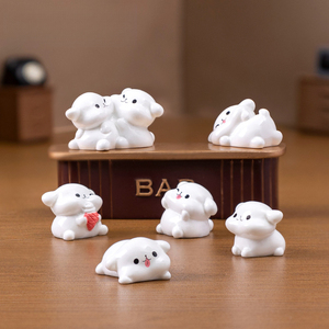 Figura de cachorro blanco y adorable de Weijs, <span class=keywords><strong>Casa</strong></span> de Muñecas Mengli, accesorios decorativos DIY, pequeño adorno de micropaisaje para escritorio - Product Image 2