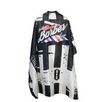 Vente en gros de cape de barbier en polyester noir avec logo personnalisé cape de salon tablier de coiffure