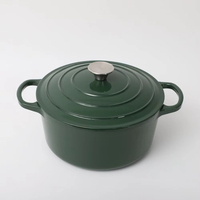 Poêle à soupe en fonte pour four hollandais Poêle à gaz Casserole ronde pré-assaisonnée