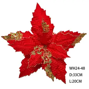 Hot Selling 33cm Artificial Christmas Flowers Decorations