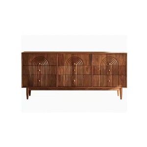 Solid Wood Black Walnut Nine Drawer <b>Chest</b> Retro Living Room <b>Storage</b> Cabinet Modern Minimalist Bedroom Sideboard - Product Image 4