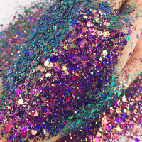 En vrac Métallique Caméléon Écologique Chunky Couleur Changement Paillettes Poudre Néon Fluorescent Arc-En-Ciel Irisé Mélange Paillettes