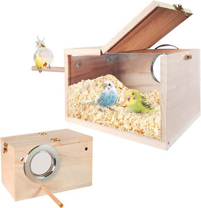 Custom Transparent Pine Wood Polished <strong>Bird</strong> Breeding <strong>Cage</strong> Box High Quality With Perch For <strong>Birds</strong> - Product Image 1