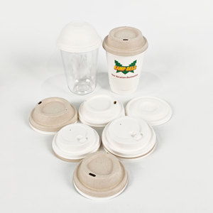 <span class=keywords><strong>Tapa</strong></span> de Papel Biodegradable para Vasos de Café, Compostable, Desechable, Blanca y Marrón, 100% Pulpa de Caña de Azúcar, Pulpa de Bagazo - Product Image 3