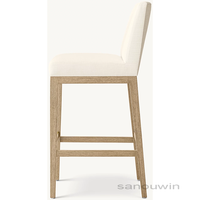 Tabouret de bar haut sans bras en bois de chêne massif à la mode avec jambes coniques Coussin en tissu confortable pour la maison ou l'extérieur