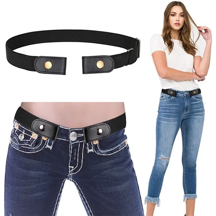 Fashion No Buckle Stretch Adjustable Belt Dresses Slim Elastic Invisible Waist Belt Jean Pant Belt