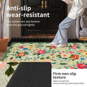 Alfombra floral rectangular de poliéster antideslizante para la entrada del hogar, sala de estar - Product Image 3