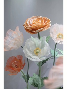 Flor de organza gigante grande artificial hecha a mano con apertura y cierre automático para fiesta boda decoraciones telón de fondo evento - Product Image 3