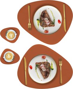 Set di 2 Tovagliette Quadrate in Ecopelle Resistente e Impermeabile: Una <span class=keywords><strong>Grande</strong></span> + Una Piccola Sottobicchiere per Protezione Tavolo - Product Image 2