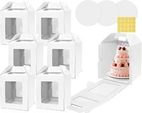 Boîtes pliables en papier kraft avec fenêtre, boîtes de boulangerie portables pour pain, beignets, desserts