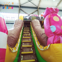 WINSUN Combo Château Gonflable et Toboggan Sec Thème Bonbons en PVC Écologique, Installation Facile, Garantie 2 Ans pour Enfants en Extérieur