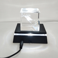 Socle rectangulaire à led avec batterie ou adaptateur, avec câble USB, affichage en plastique, base lumineuse pour cristal